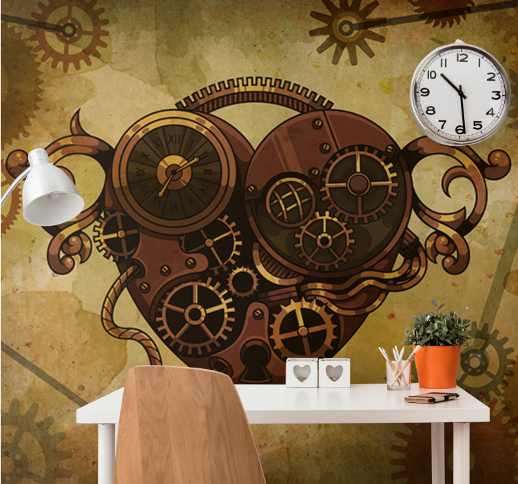 Heart Clock Mechanism love wall mural - TenStickers