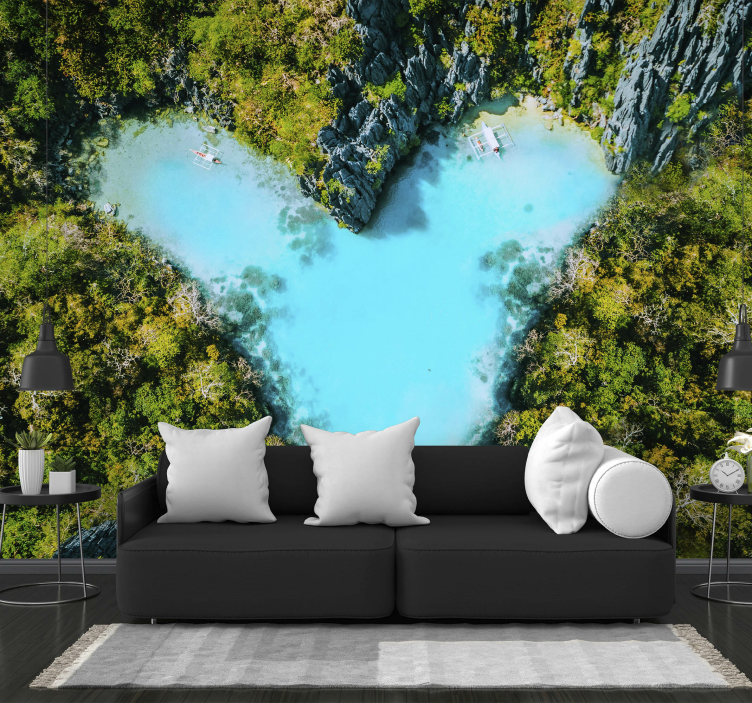 Heart shaped island under the sea wall mural - TenStickers