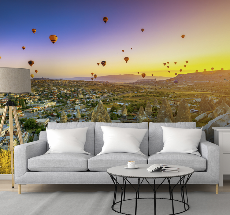 Hot air balloons over Cappadocia wall mural - TenStickers