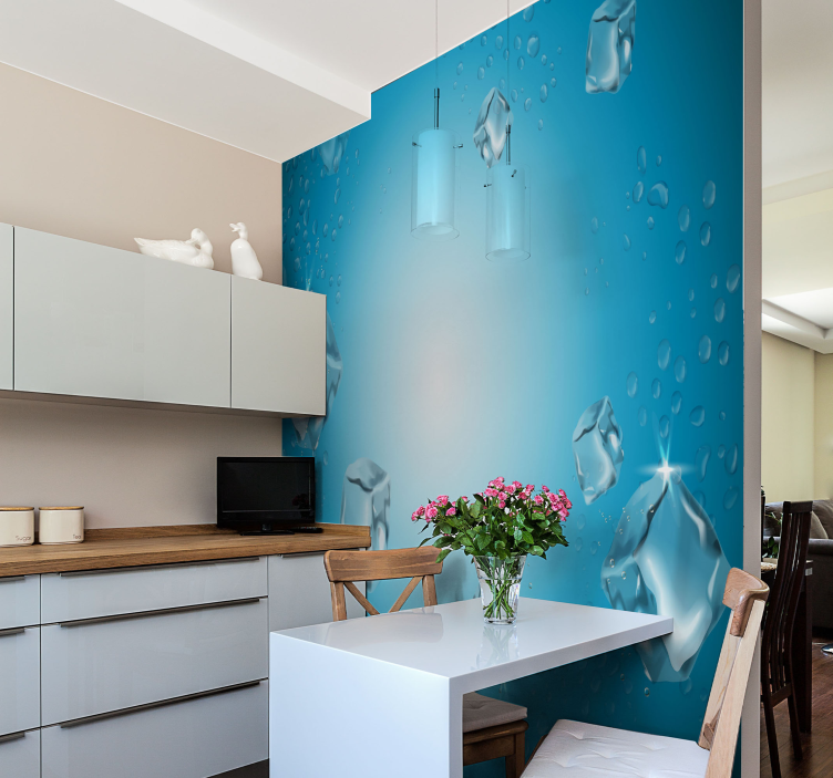 Ice Cubes and Water texture wall mural - TenStickers