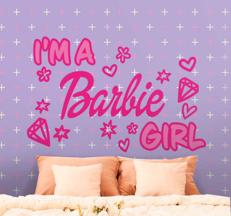 Im a barbie girl quote music notes wall mural - TenStickers
