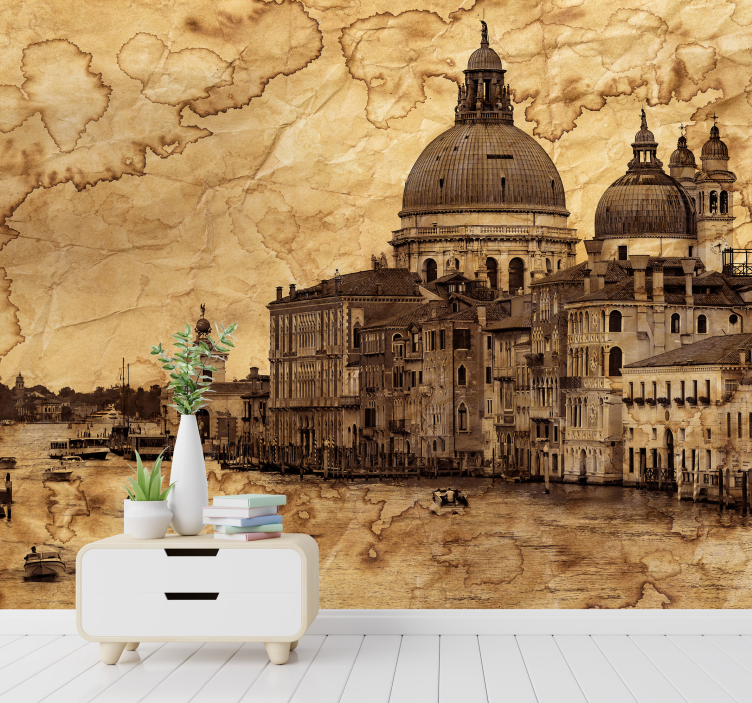 Italian canal narrow road wall mural wall mural - TenStickers