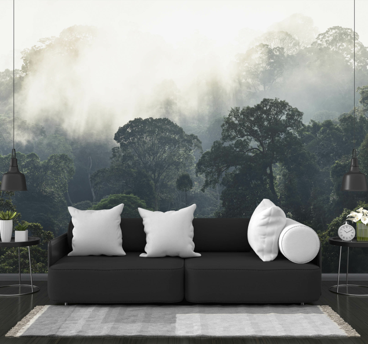 jungle background nature wall mural - TenStickers