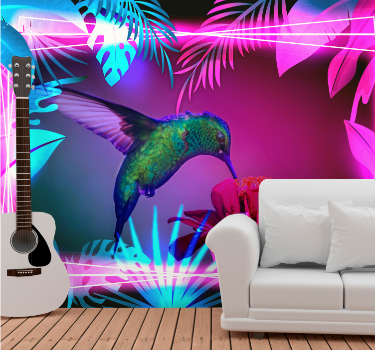 Kolibri Birds Neon wall mural - TenStickers
