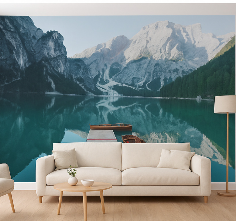 Lago di Braies, Dolomites mountain wall mural - TenStickers