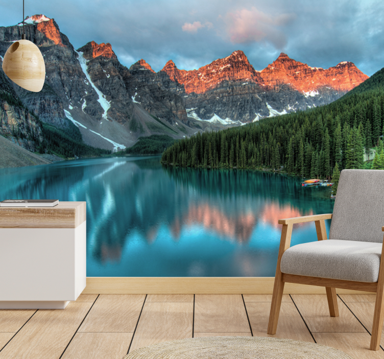 Landscape mural wallpaper grand alpine lake - TenStickers