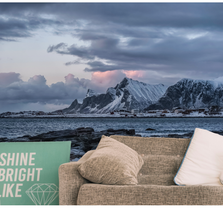 Landscape mural wallpaper icy summit peaks - TenStickers