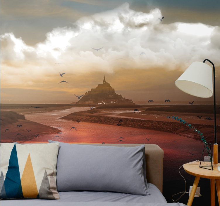 Landscape mural wallpaper mont saint michel inspired - TenStickers