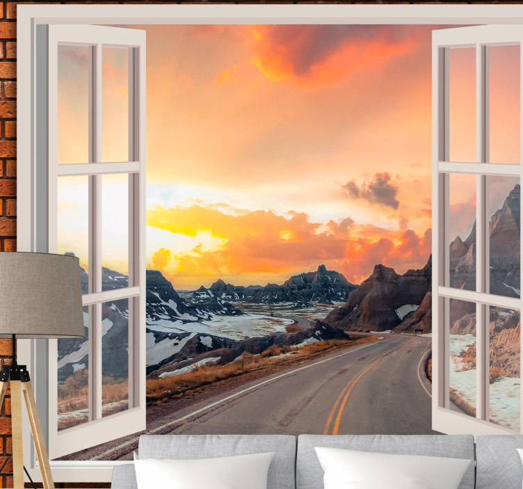 Landscape mural wallpaper mountain dusk view - TenStickers