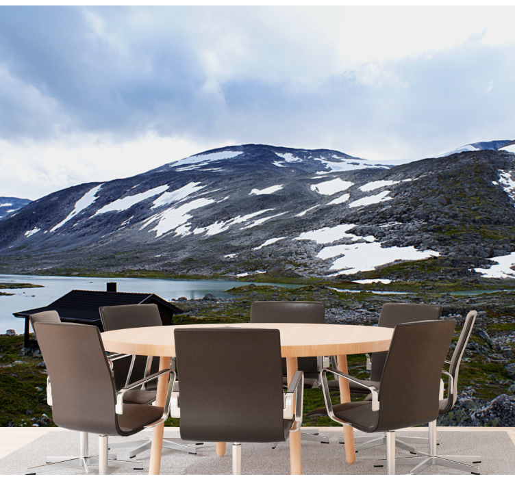 Landscape mural wallpaper mountain lake retreat - TenStickers