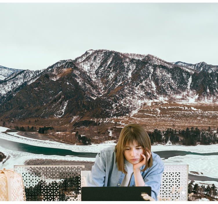 Landscape mural wallpaper mountain river view - TenStickers