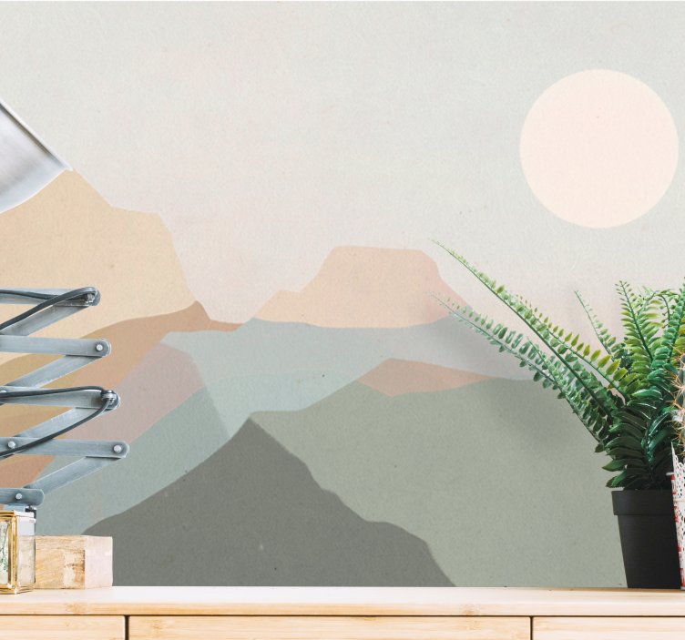 Landscape mural wallpaper mountain twilight view - TenStickers