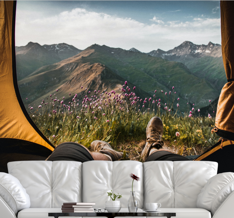 Landscape mural wallpaper mountain view serenity - TenStickers