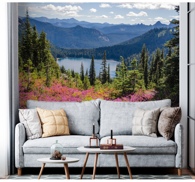 Landscape mural wallpaper picturesque mountain lake - TenStickers