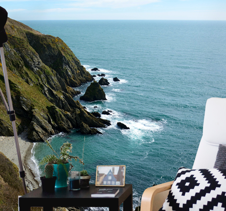 Landscape mural wallpaper seaside stone structure - TenStickers