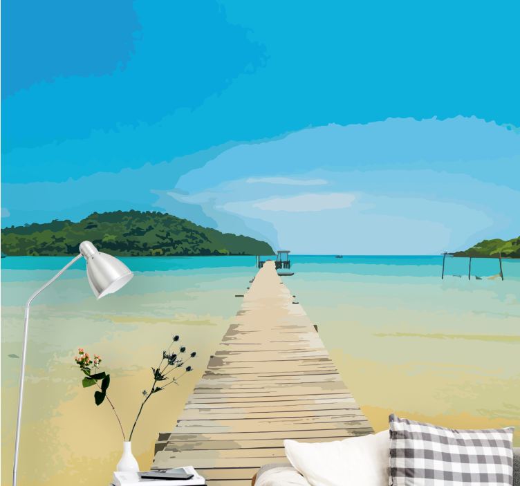 Landscape mural wallpaper serene coastal path - TenStickers