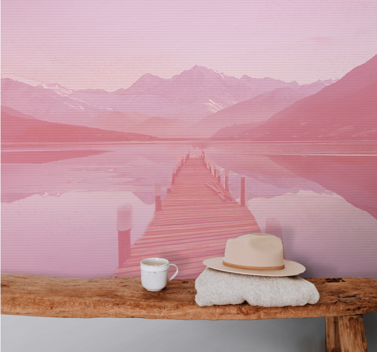 Landscape mural wallpaper serene lake view - TenStickers