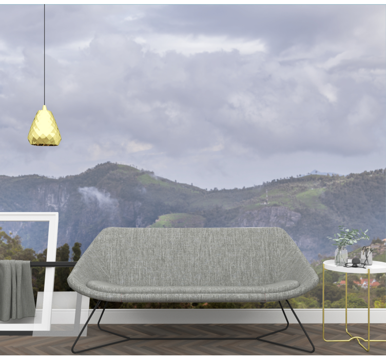 Landscape mural wallpaper serene mountain view - TenStickers