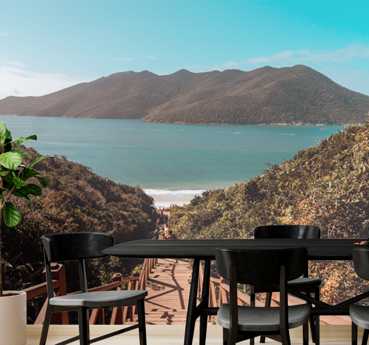 Landscape mural wallpaper serene ocean pathway - TenStickers