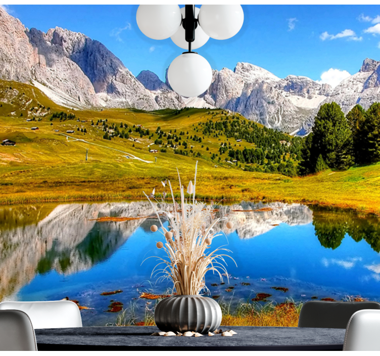 Landscape mural wallpaper tranquil mountain echo - TenStickers