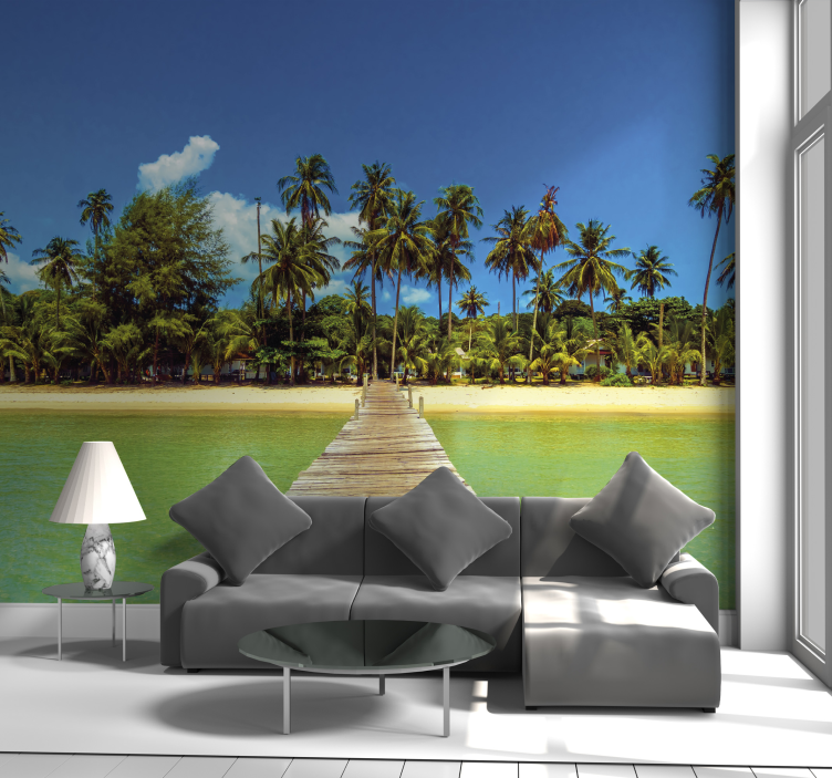 Landscape mural wallpaper tropical paradise escape - TenStickers
