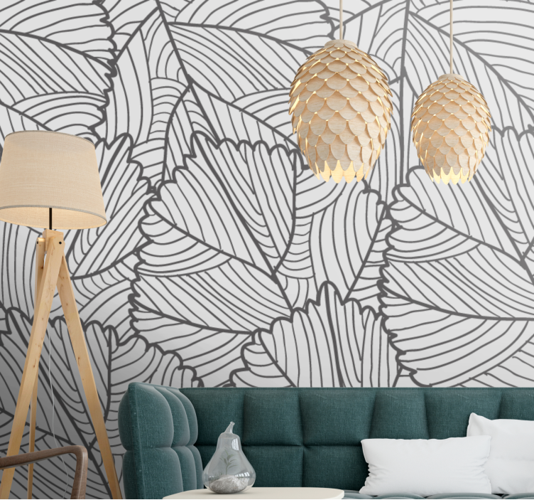 Leaf pattern art wall mural - TenStickers