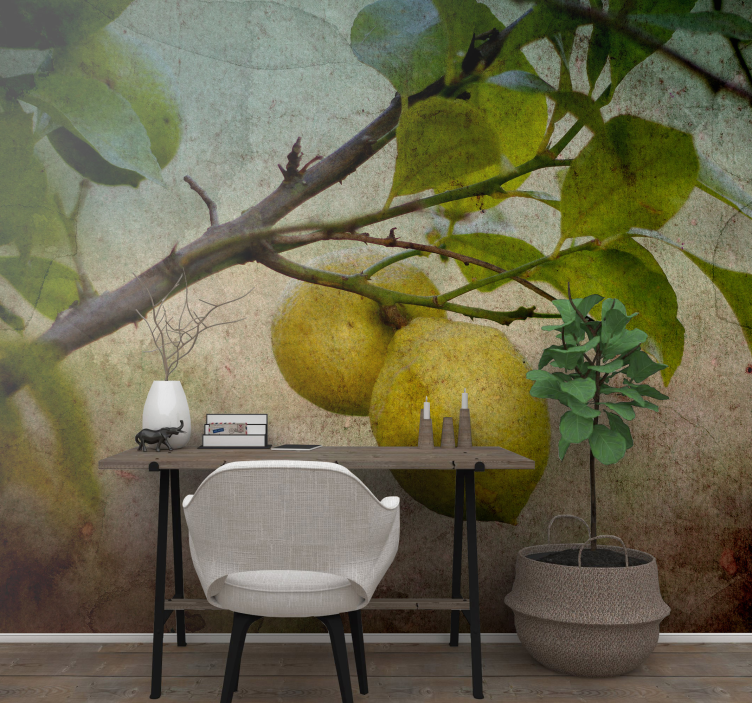 lemon tree in vintage style Kitchen Wall Mural - TenStickers