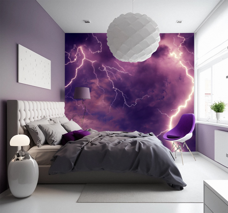 Lightning  night sky Wall Mural - TenStickers