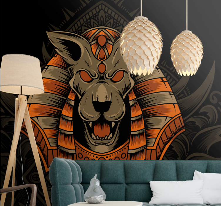 Lion mural fierce egyptian warrior mural - TenStickers