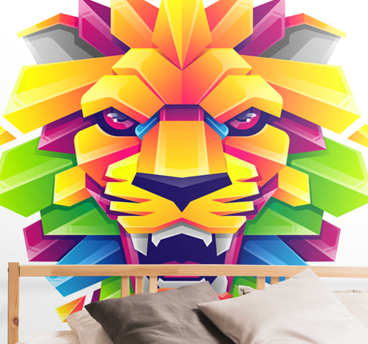 Lion mural vibrant lion face - TenStickers