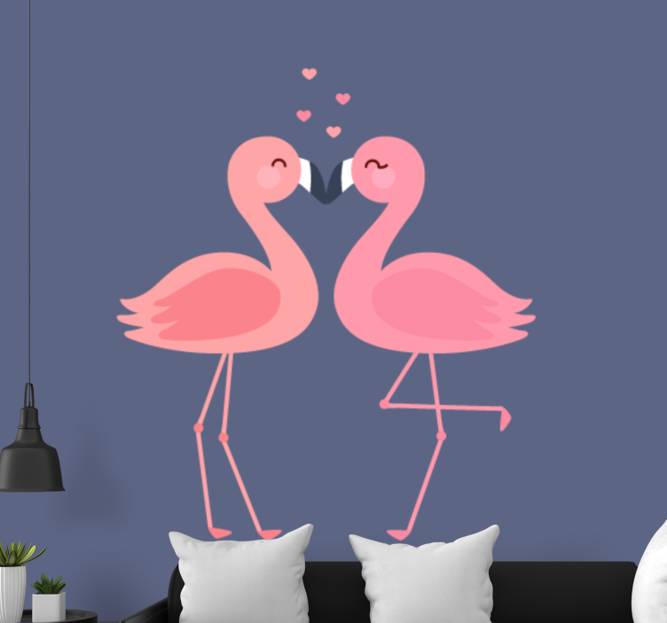 Love wall mural flamingos in affection - TenStickers