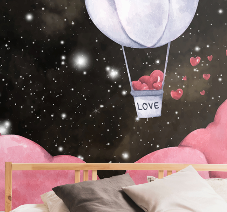 Love wall mural heart balloon adventure - TenStickers