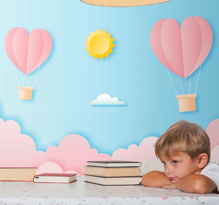 Love wall mural heart shaped balloons - TenStickers