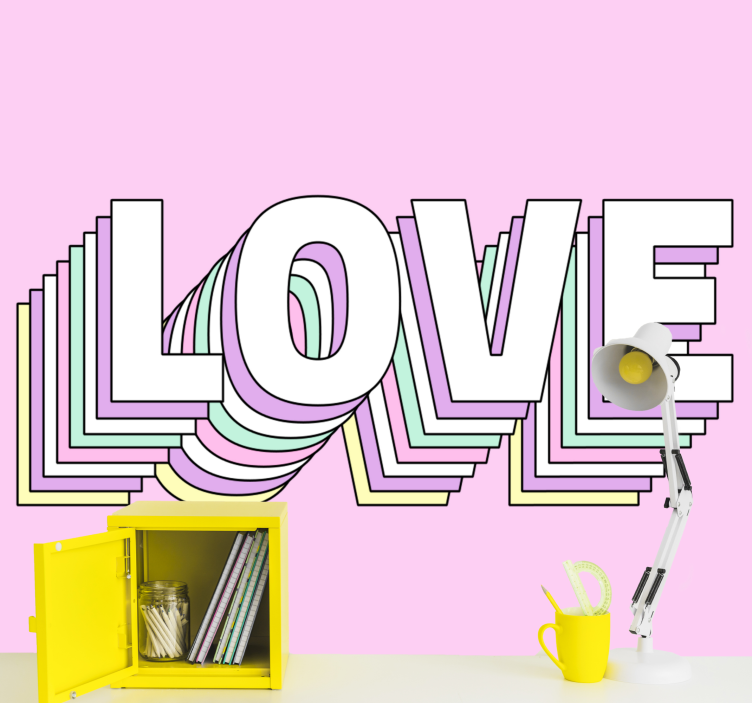 Love wall mural with artistic love typography - TenStickers