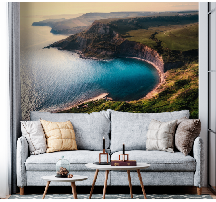 Lush coastal horizon landscape mural wallpaper - TenStickers