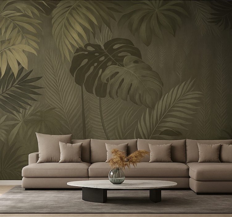 Lush tropical jungle mural for living room - TenStickers