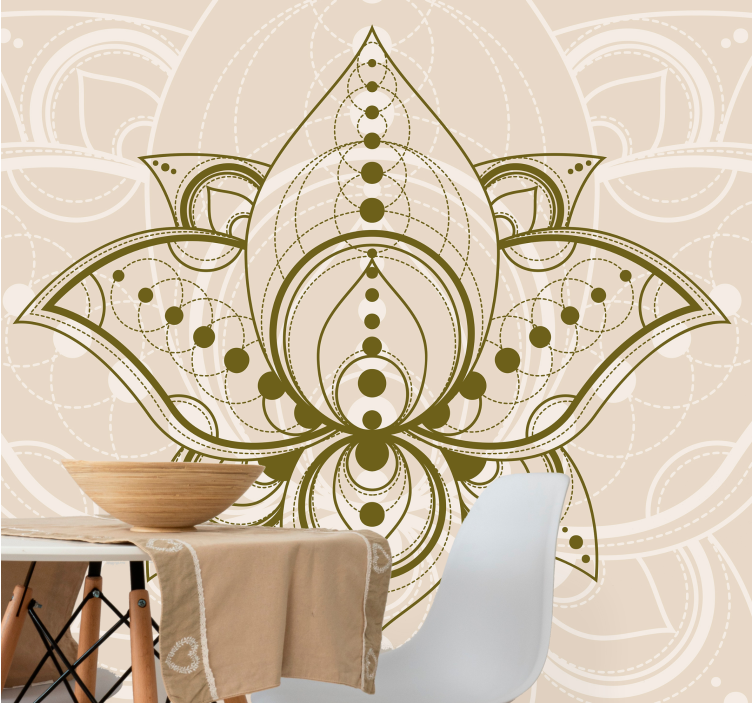 Mandala wall mural with graceful lotus design - TenStickers