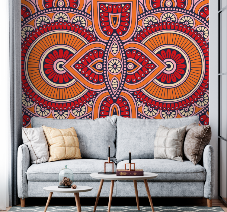 Mandala wall mural with intricate circular designs - TenStickers