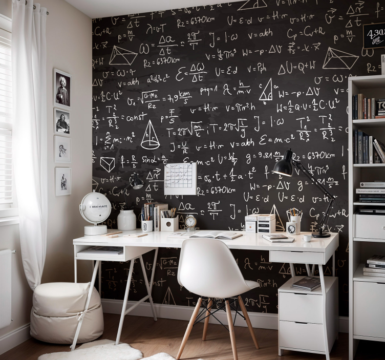 maths chalkboard pattern teenage wall mural - TenStickers