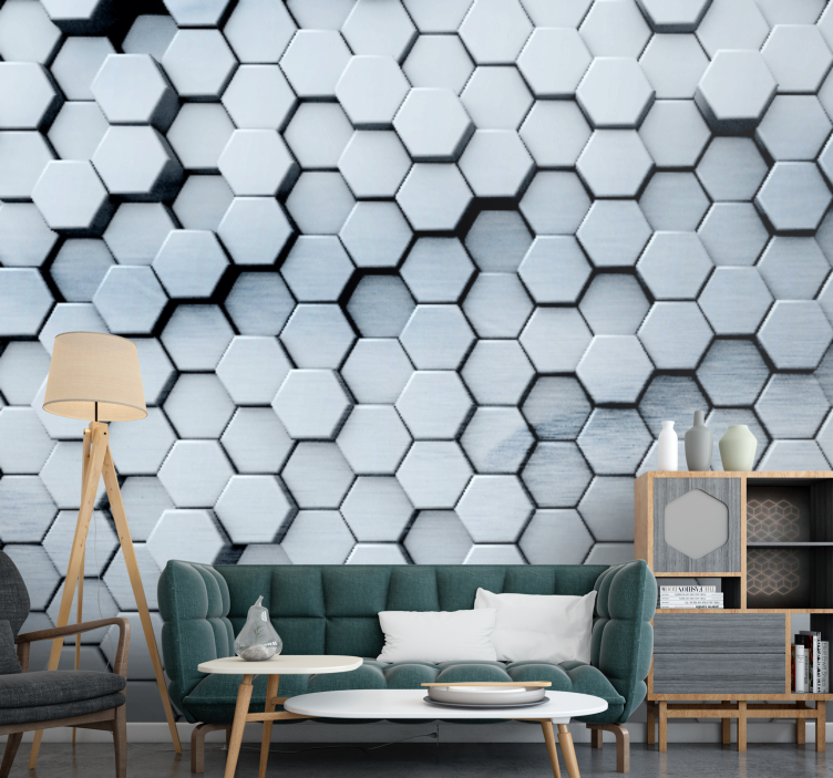 Metallic hexagons 3D Wall Mural - TenStickers