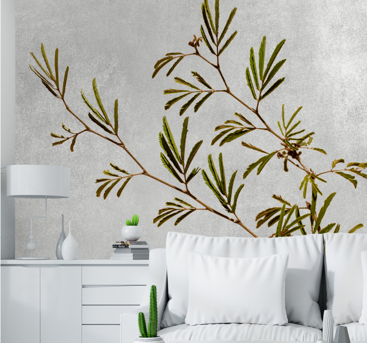 Minimalistic plants with textured wall mural - TenStickers