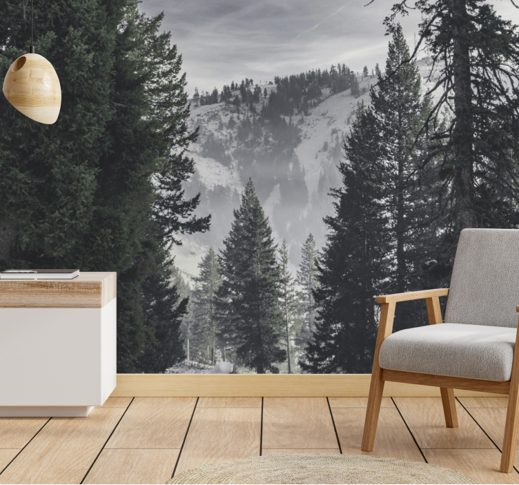 Mountain green forest Mountain wall mural - TenStickers