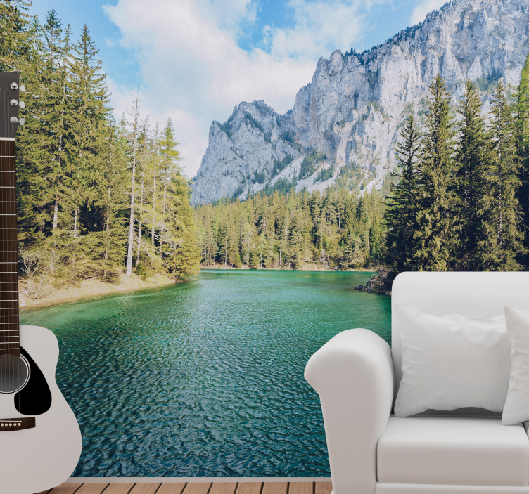 Mountain Lake Scene landscape mural wallpaper - TenStickers