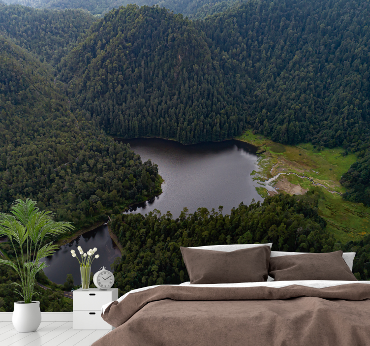 Mountain Lake Serenity landscape mural wallpaper - TenStickers