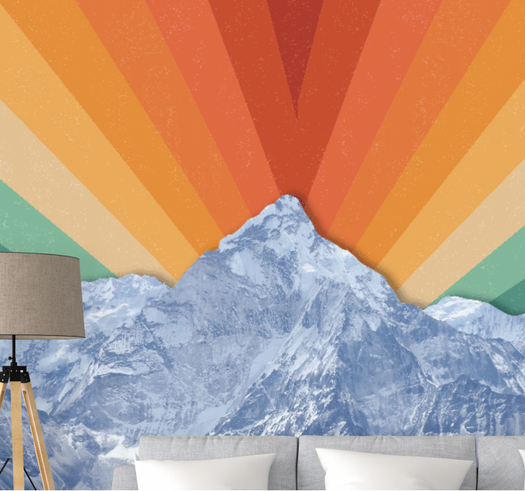 Mountains with "Boho" colors Mountain mural - TenStickers