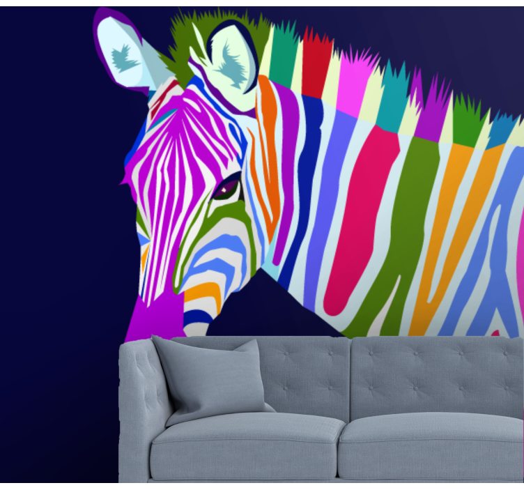 Multicolor zebra wall mural - TenStickers