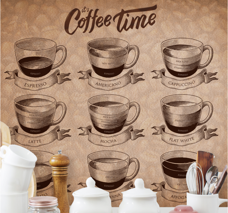 Mural quote coffee time drink choices - TenStickers