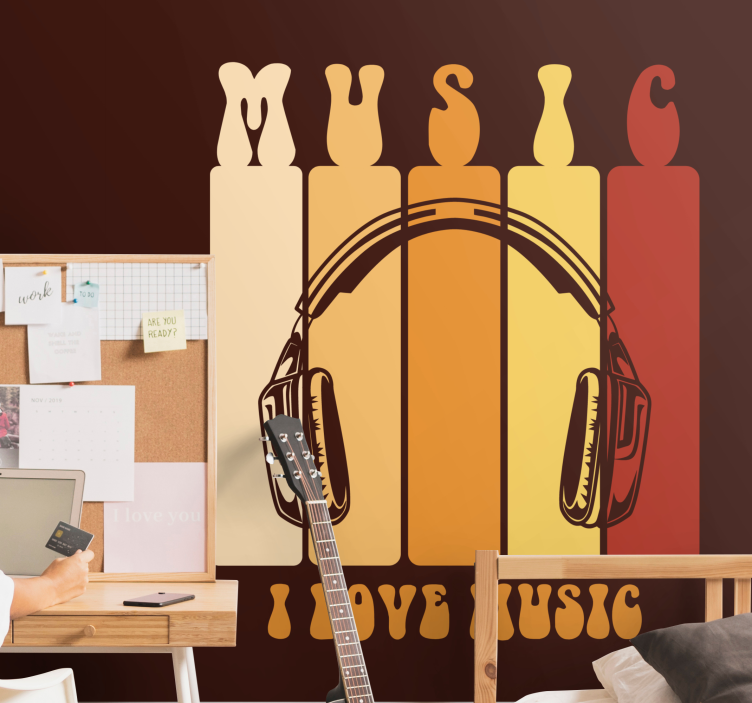 Music mural music headphones design - TenStickers