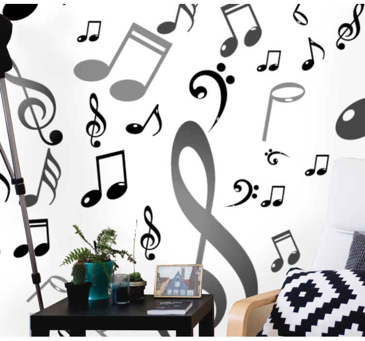 Music notes music notes wall mural - TenStickers