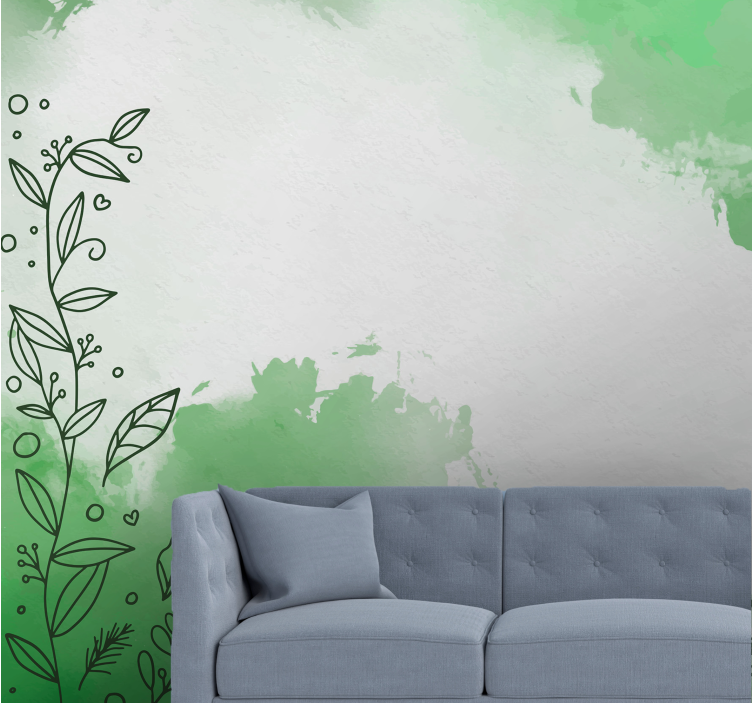 Nature wall mural botanical line drawing - TenStickers